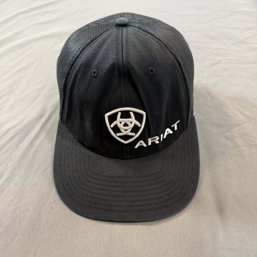 Ariat Richardson 112 Cap Black Trucker Mesh Shield Logo